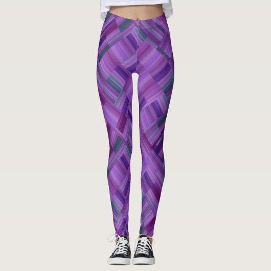 Paarse blokontwerp leggings (Voorkant)