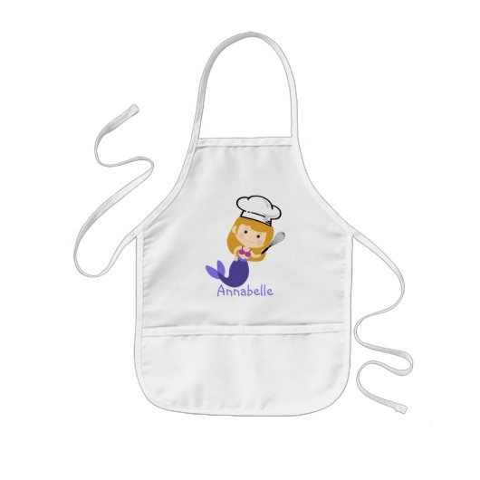 Paarse Blonde Mermaid Chef personaliseren Kinder Schort (Voorkant)