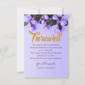 Paarse Bloom Floral-medewerker afscheidkaart Bedankkaart (Voorkant)