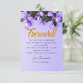 Paarse Bloom Floral-medewerker afscheidkaart Bedankkaart (Staand voorkant)