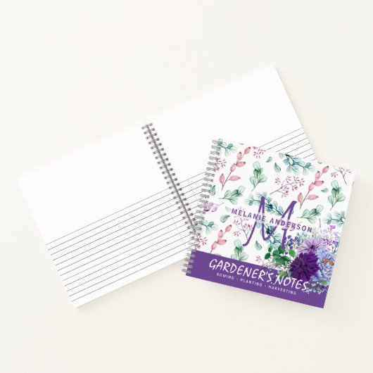 Paarse Bloom Gardeners Journal Sowing Planting Notitieboek (Binnen)