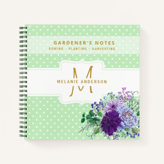 Paarse Bloom Gardeners Journal Sowing Planting Notitieboek (Voorkant)