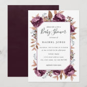 Paarse Bloom Waterverf Baby shower Kaart (Voorkant / Achterkant)