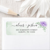 Paarse Blooms Bouquet Wedding Return Address Etiket (Insitu)