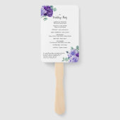 Paarse Blooms Eucalyptus Botanical Weddenprogramma Handwaaier (Achterkant)