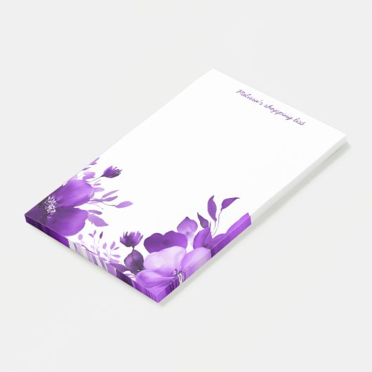 Paarse Blooms Grocery Winkellijst CUSTOM Post-it® Notes (Schuin)