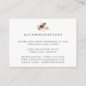 Paarse blos bloemenbruiloft accommodaties informatiekaartje (Voorkant)