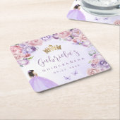 Paarse blos bloemenquinceañera kartonnen onderzetters (Schuin)