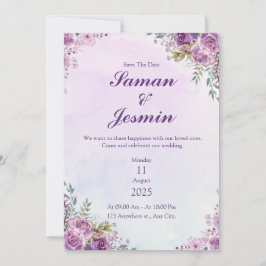 paarse blos bloemige geometrische save the date