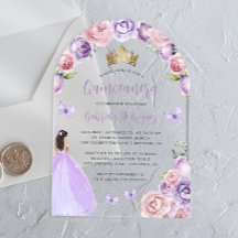 Paarse Blos Bloemrozen Aquarel Quinceañera