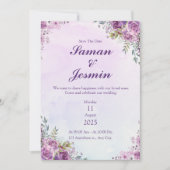 paarse blos geometrisch save the date (Voorkant)