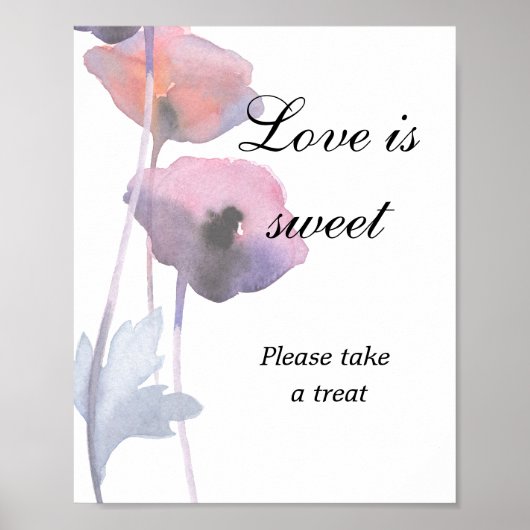 Paarse blos klaproos liefde is zoete bruiloft  poster (Voorkant)