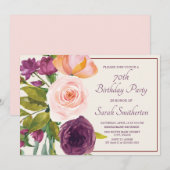 Paarse Blos Roze Aquarel Bloem Crème 70ste (Voorkant / Achterkant)