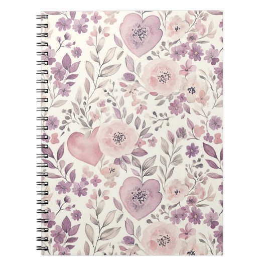 Paarse Blos Roze Bloemen Notitieboek (Voorkant)