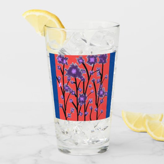 PAARSE BLOSSOMS BLUE TRIM GLAS (Voorkant ijs)