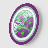 Paarse blote wandklok met Blauwgroen (Hoek)