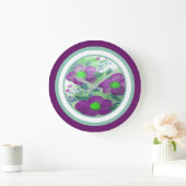Paarse blote wandklok met Blauwgroen (Huis)