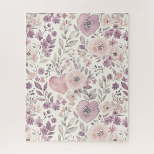 Paarse Blozende Roze Bloemen Legpuzzel