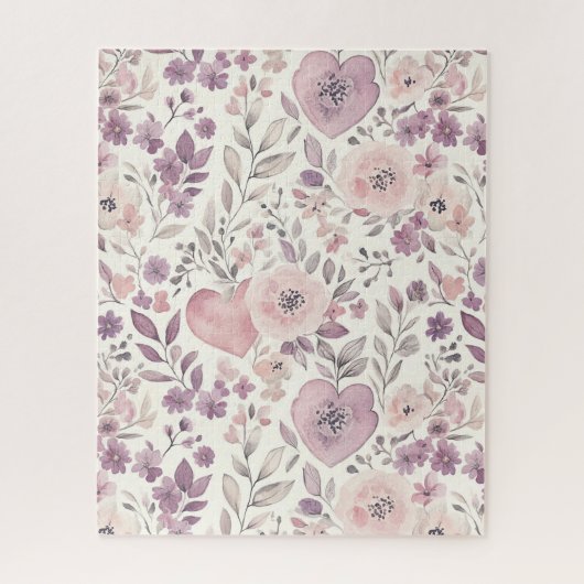 Paarse Blozende Roze Bloemen Legpuzzel (Verticaal)