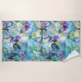 Paarse Blue Aqua Butterflies Strandlaken (Voorkant)