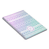 Paarse Blue Boho Monogram Ombre Notitieboek (Rechterzijde)
