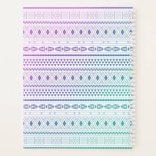 Paarse Blue Boho Monogram Ombre Planner (Achterkant)