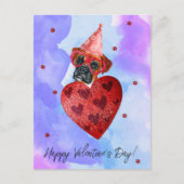 Paarse Blue Boxer Valentijnsdag Gift Dog Feestdagenkaart (Voorkant)