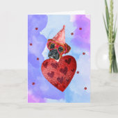 Paarse Blue Boxer Valentijnsdag Gift Dog Kaart (Voorkant)