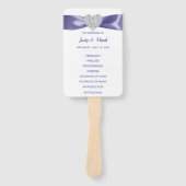 Paarse Blue Diamond Heart Wedding Program Fans Handwaaier (Voorkant)