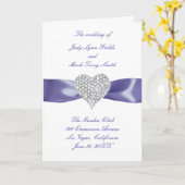 Paarse Blue Diamond Heart Wedding Program Kaart (Gele Bloem)