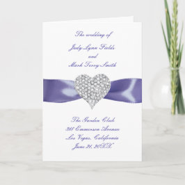 Paarse Blue Diamond Heart Wedding Program Kaart