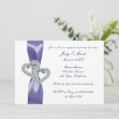 Paarse Blue Diamond Hearts Engagement Party Kaart (Staand voorkant)