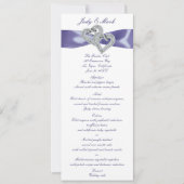 Paarse Blue Diamond Hearts Wedding Menu Kaart (Voorkant)
