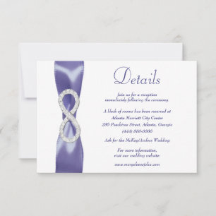 Paarse Blue Diamond Infinity Wedding Details Kaart