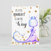 * Paarse Blue Dragon Baby Boy Shower Uitnodiging (Staand voorkant)