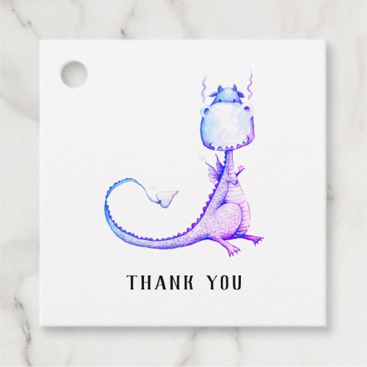 * Paarse Blue Dragon Schattige Baby shower dank u Bedankjes Labels (Voorkant)