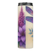 Paarse Blue Dragonfly Floral Fantasy Thermosbeker (Achterkant)