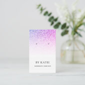 Paarse Blue Faux Glitter Earring Display Card Visitekaartje (Staand voorkant)
