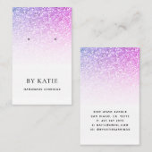 Paarse Blue Faux Glitter Earring Display Card Visitekaartje (Voorkant / Achterkant)