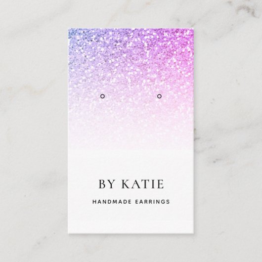 Paarse Blue Faux Glitter Earring Display Card Visitekaartje (Voorkant)