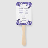 Paarse Blue Floral Foliage Wedding Programme Fans Handwaaier (Achterkant)