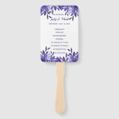 Paarse Blue Floral Foliage Wedding Programme Fans Handwaaier (Voorkant)