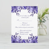Paarse Blue Floral Foliage Wedding Response Kaart (Staand voorkant)