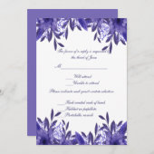 Paarse Blue Floral Foliage Wedding Response Kaart (Voorkant / Achterkant)
