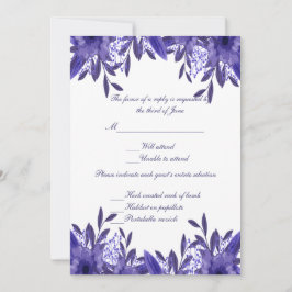 Paarse Blue Floral Foliage Wedding Response Kaart