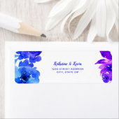 Paarse Blue Floral Waterverf Return Address Etiket (Insitu)
