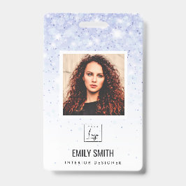 PAARSE BLUE GLITTER WERKNEMERS FOTO BARCODE NAAM BADGE