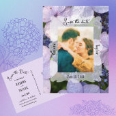 Paarse Blue Hydrangea Wedding Photo Save the Date Briefkaart