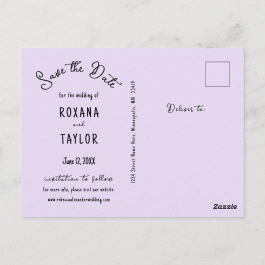 Paarse Blue Hydrangea Wedding Photo Save the Date Briefkaart (Achterkant)