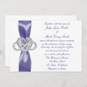 Paarse Blue Infinity Heart Weddenschap Kaart (Voorkant / Achterkant)